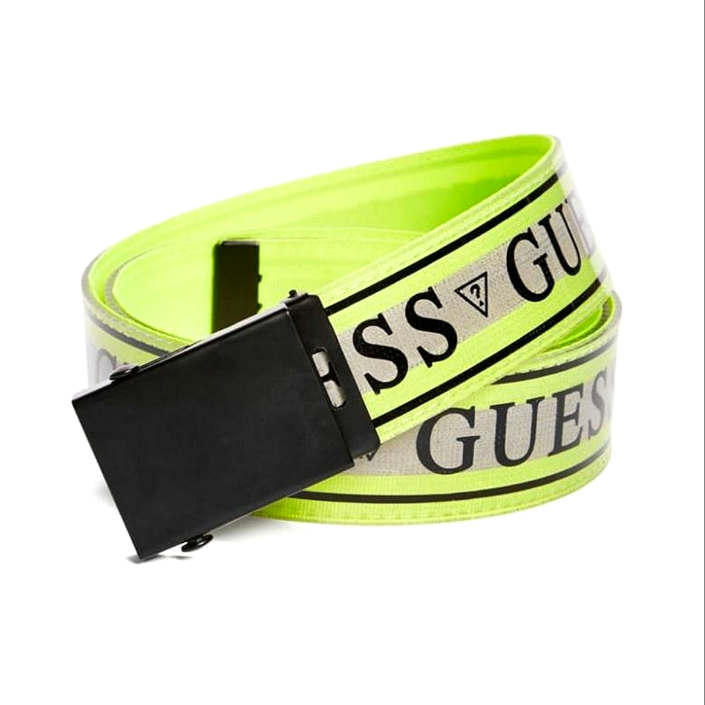 GUESS Men's Neon Belt🌝Woven|Reflective Logo Belt| Adjustable Buckle